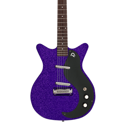 Front of Danelectro Blackout 59 Purple Metal Flake.