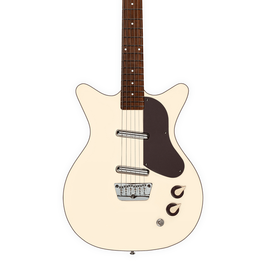 Front of Danelectro '59 Divine Fresh Cream.