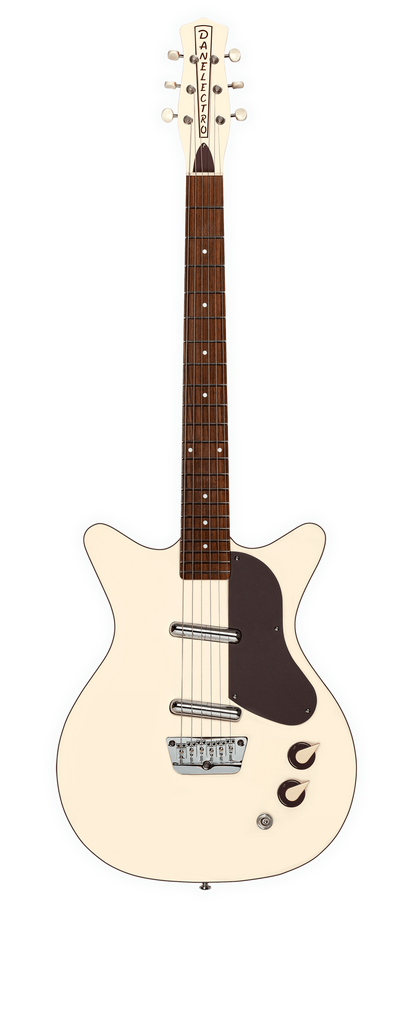 Full frontal of Danelectro '59 Divine Fresh Cream.