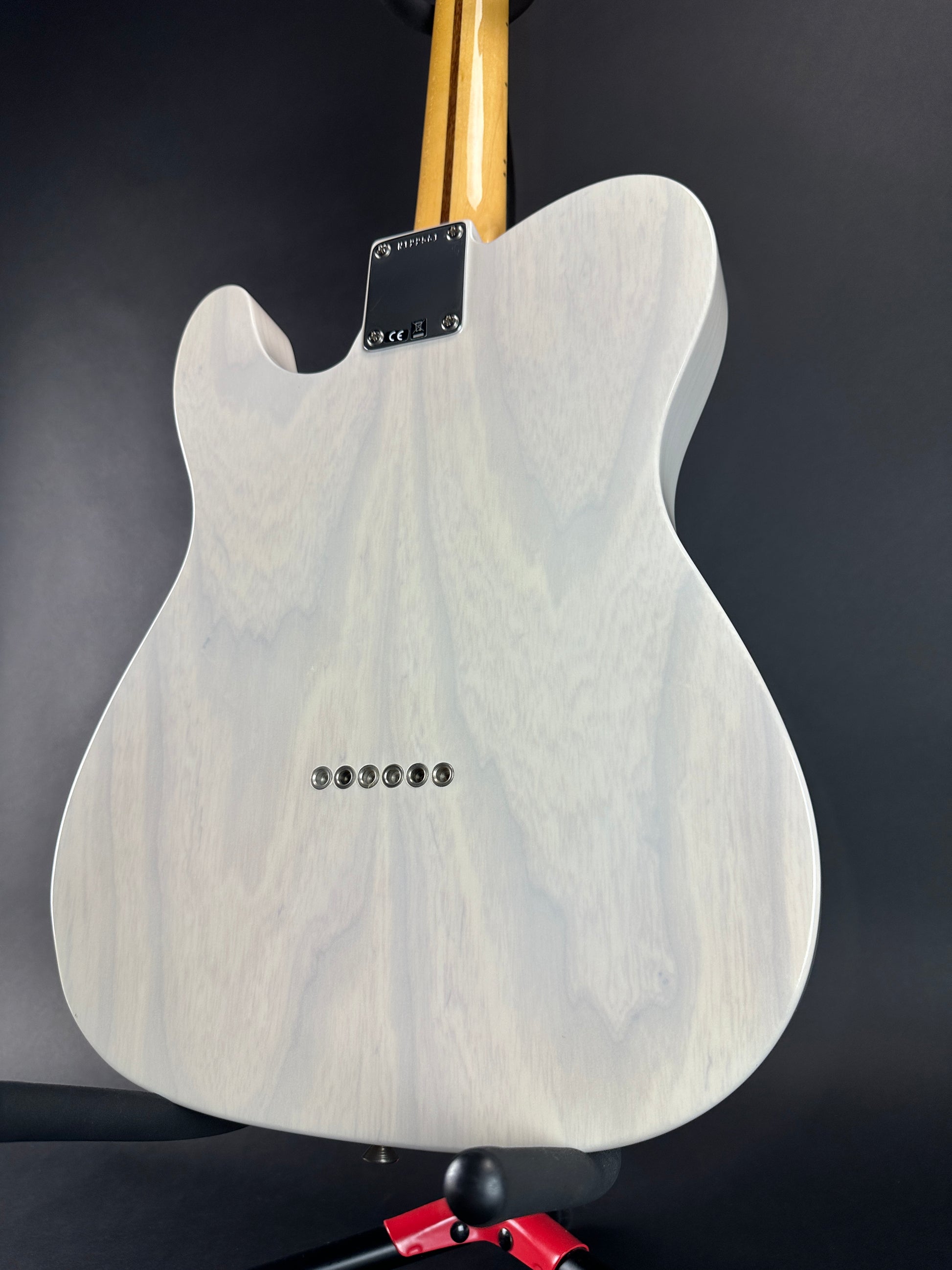 Back angle of Used Fender Custom Shop Vintage Custom Time Capsule 58 Tele White Blonde.