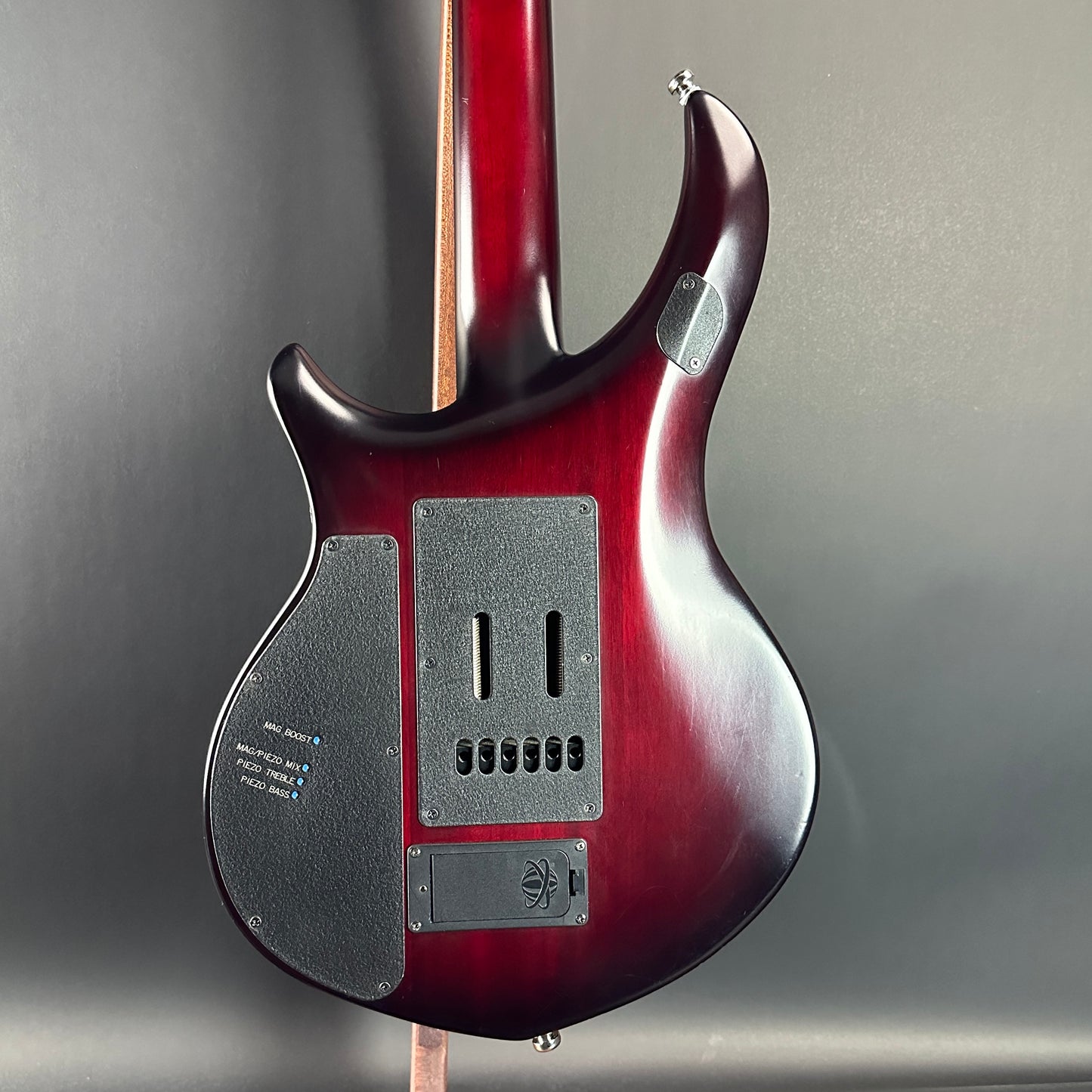 Back of Used Ernie Ball Petrucci Monarch Majesty Red.