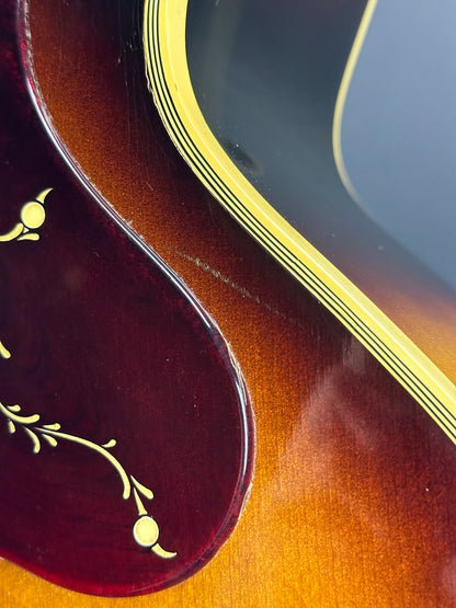 Mark near pickguard of Vintage 1954 Gibson SJ-200 Sunburst.