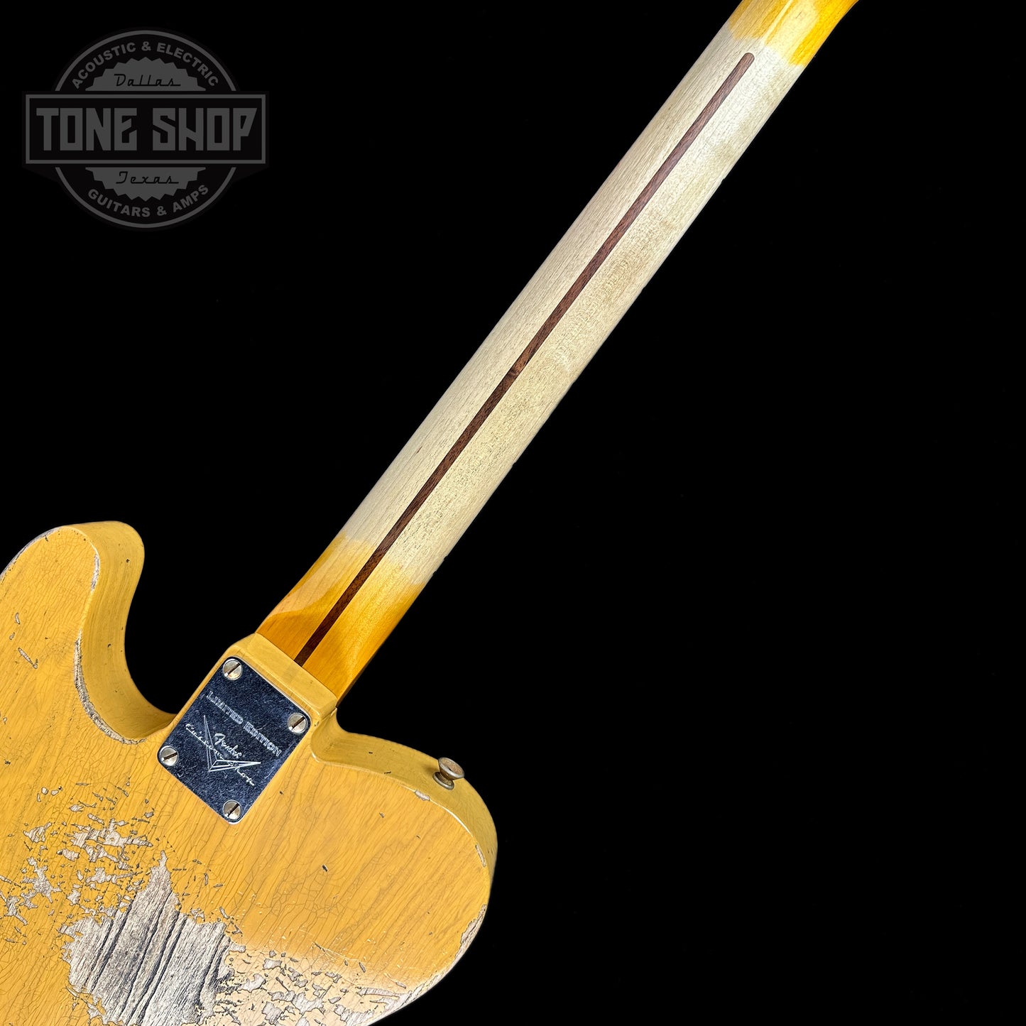 Back of neck of Used 2022 Fender Custom Shop '51 Telecaster Nocaster Blonde Heavy Relic.
