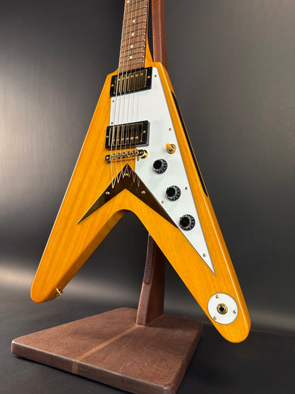 Front angle of Used Epiphone 1958 Korina Flying V.