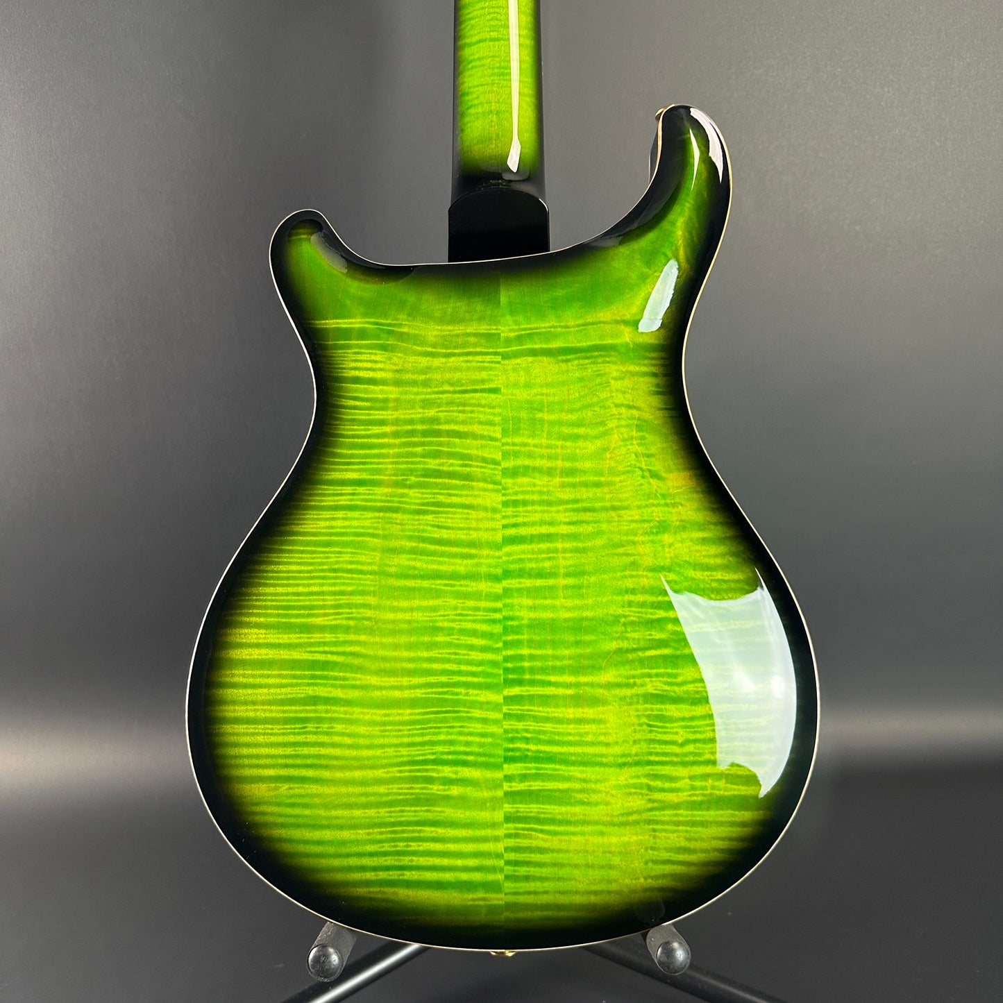 Back of PRS Wood Library Hollowbody II Piezo 10-top Eriza Verde Smokeburst.