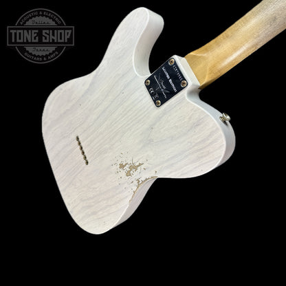 Back angle of Fender Custom Shop Limited Edition 'Bobbed" Tele Thinline Relic Aged White Blonde.