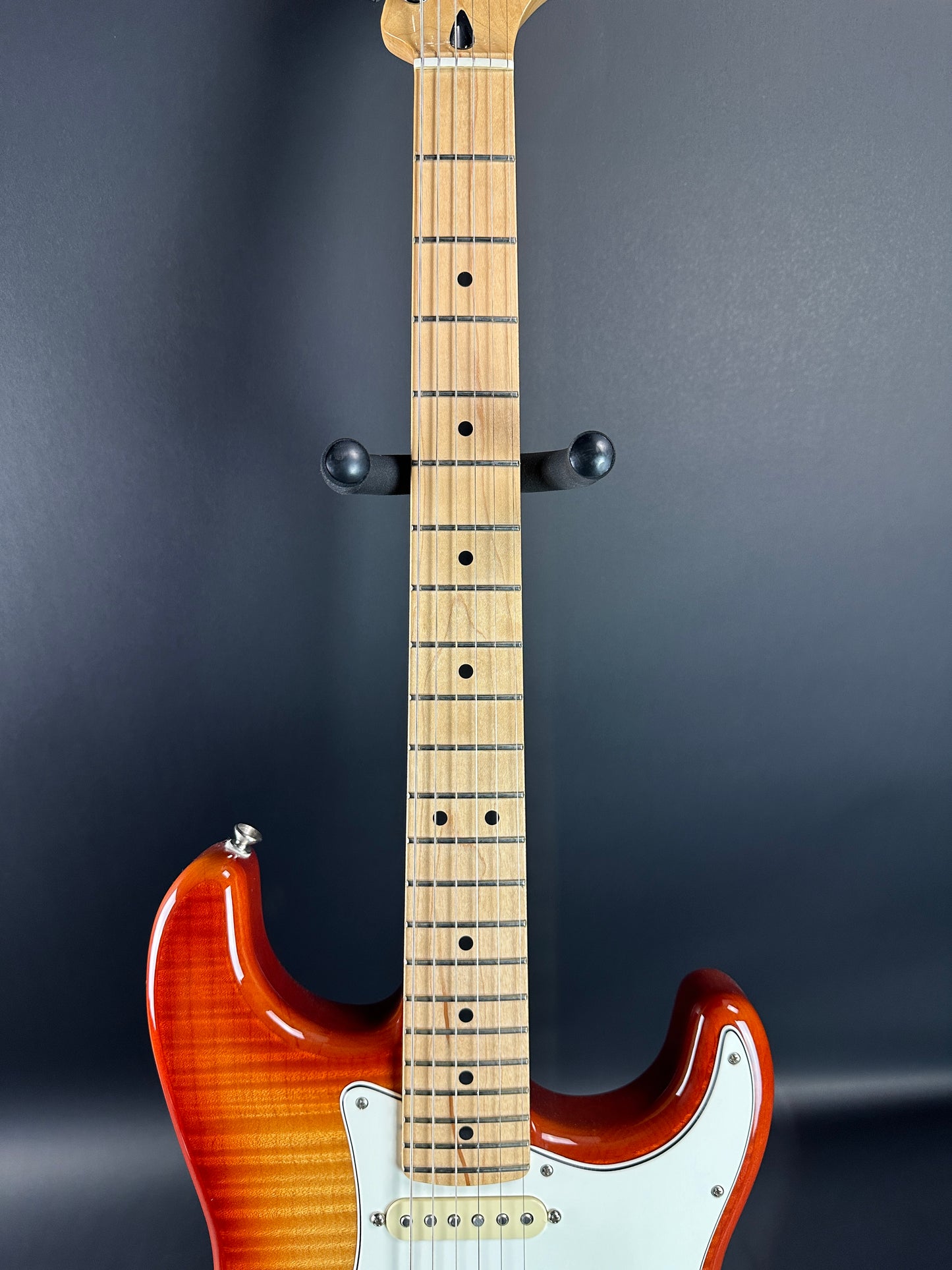 Fretboard of Used Fender Limited Edition Player Strat HSS Sienna Burst.