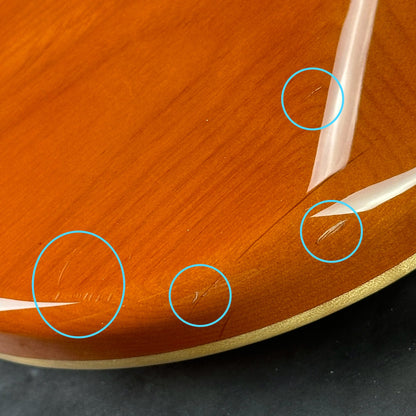 Damage near bottom of Used 2008 Tom Anderson Drop Top Classic Natural Honey Burst.