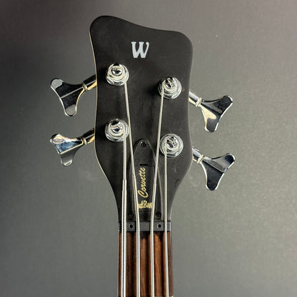 Front of headstock of Used Warwick Corvette Rock Bass.