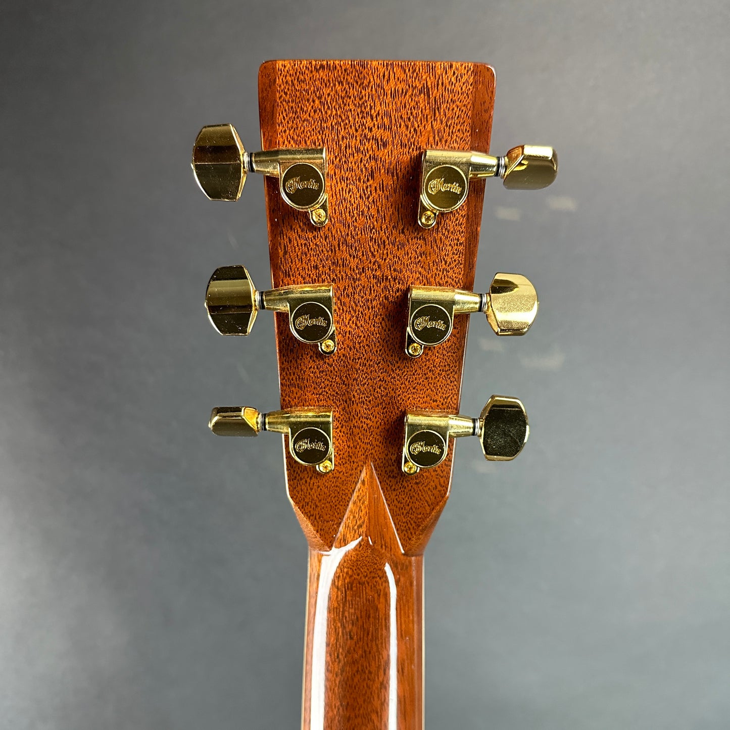 Back of headstock of Used Martin D-41 Natural.