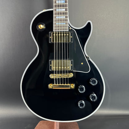 Front of Used Gibson Custom Shop Les Paul Custom Ebony.