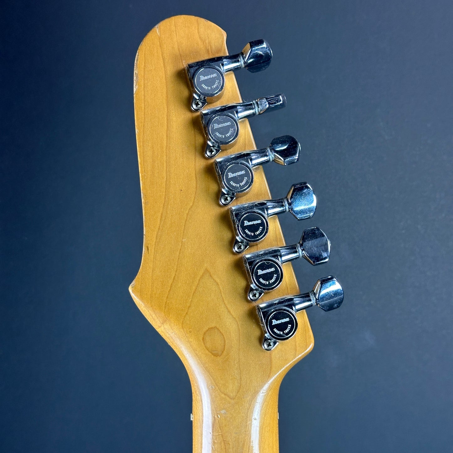 Back of headstock of Used 1984 Ibanez Roadstar II RS-135.