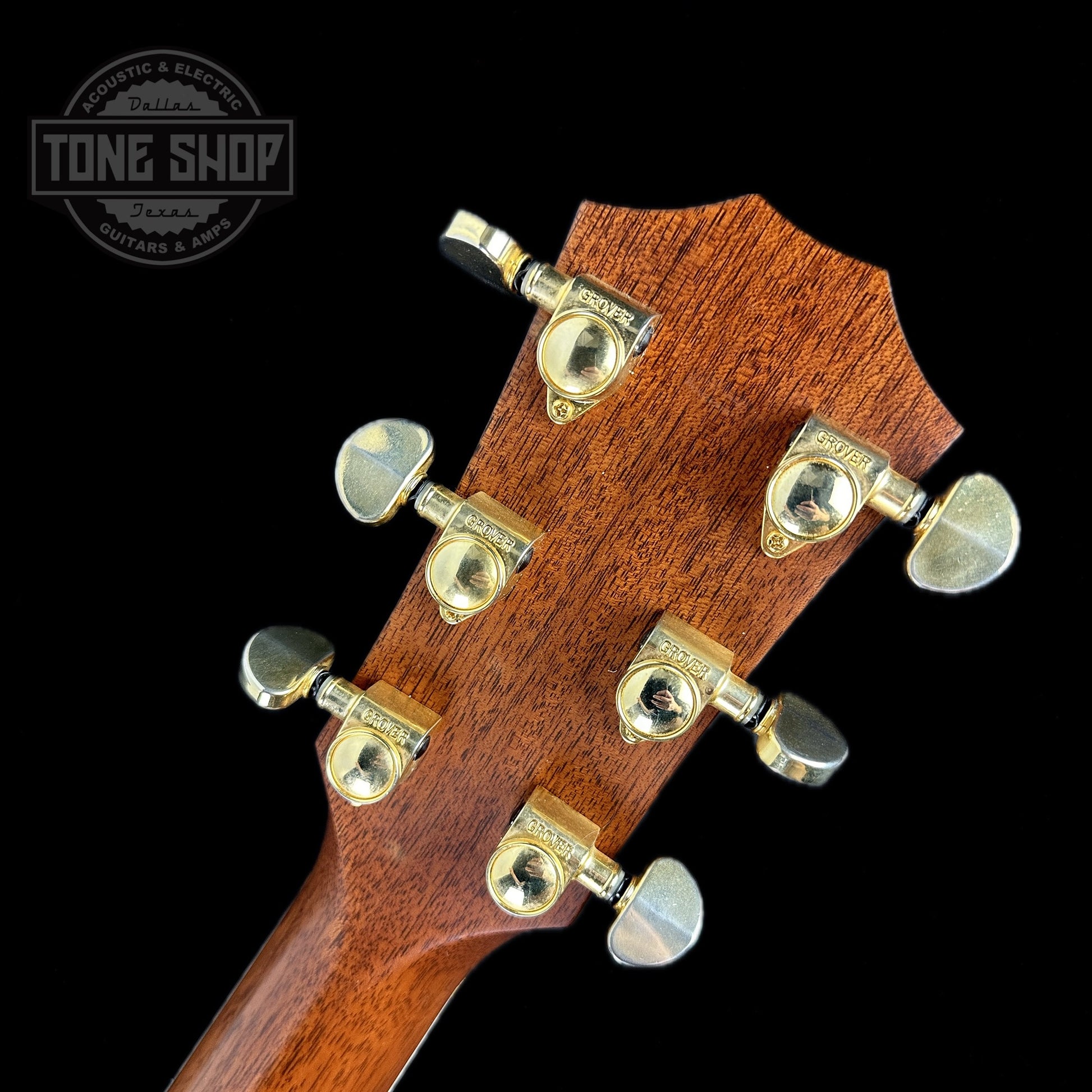 Back of headstock of Used Taylor 814ce Natural.