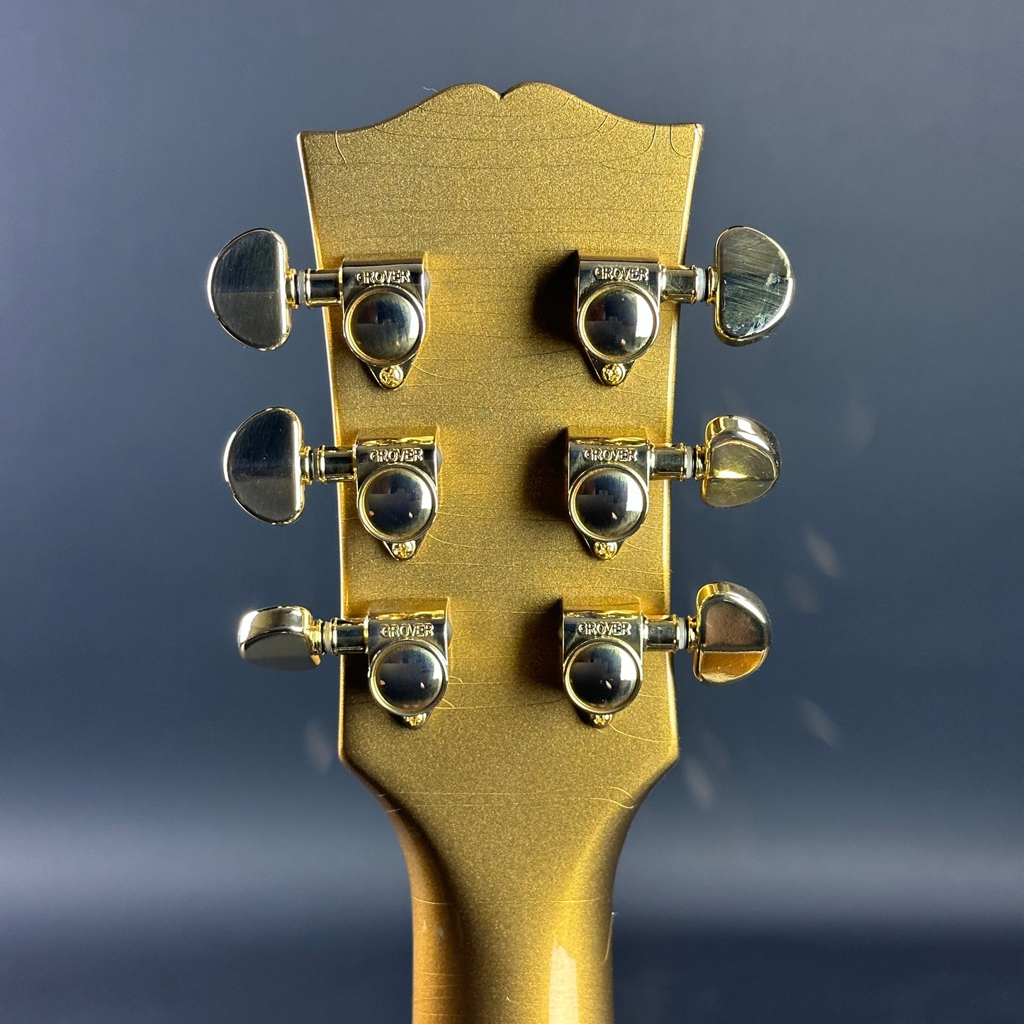 Back of headstock of Gibson Custom Shop M2M 1964 ES-345 Double Gold Murphy Lab Ultra Light Aged w/Bigsby.