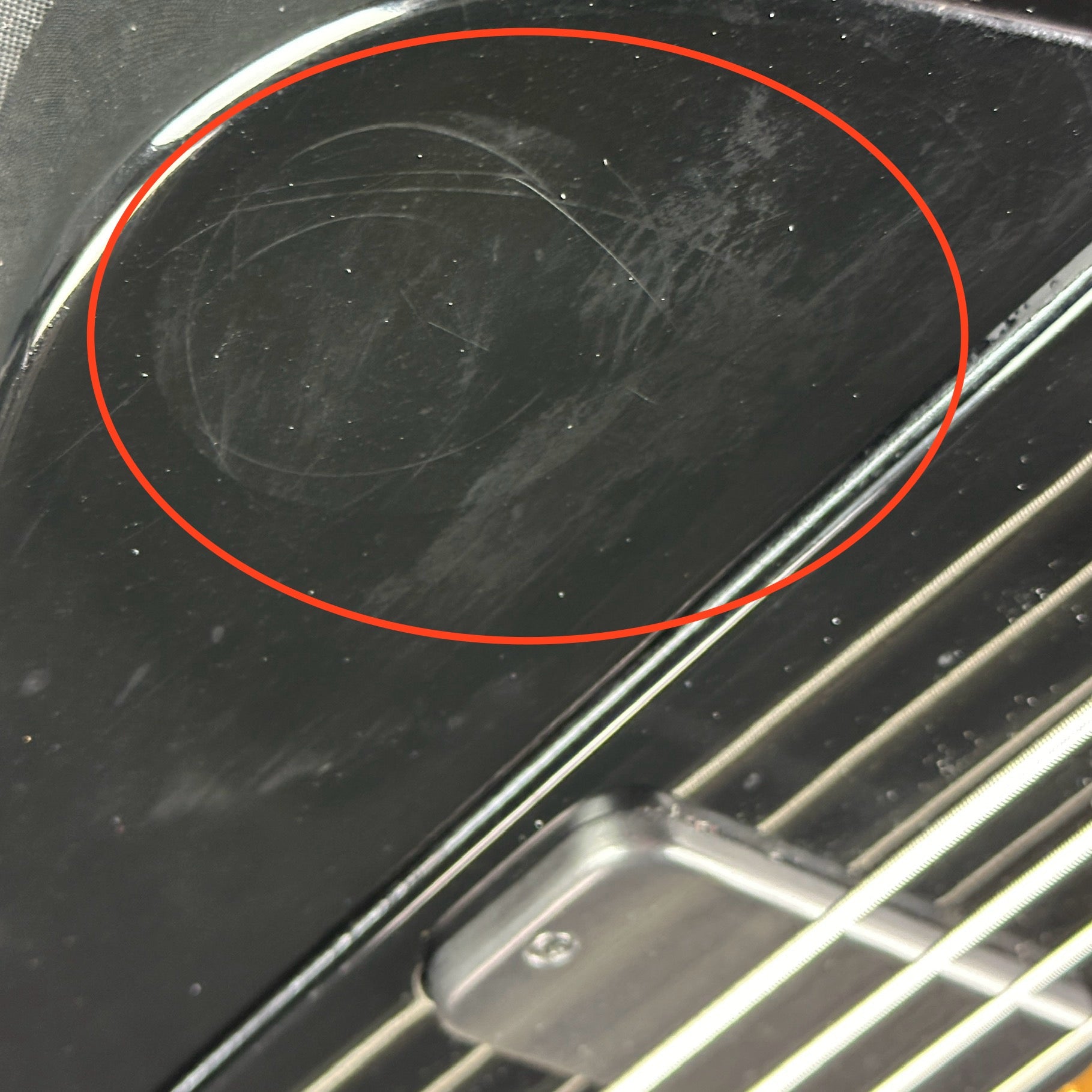 Scratches on body of Used Gibson Rex Brown Thunderbird Ebony.