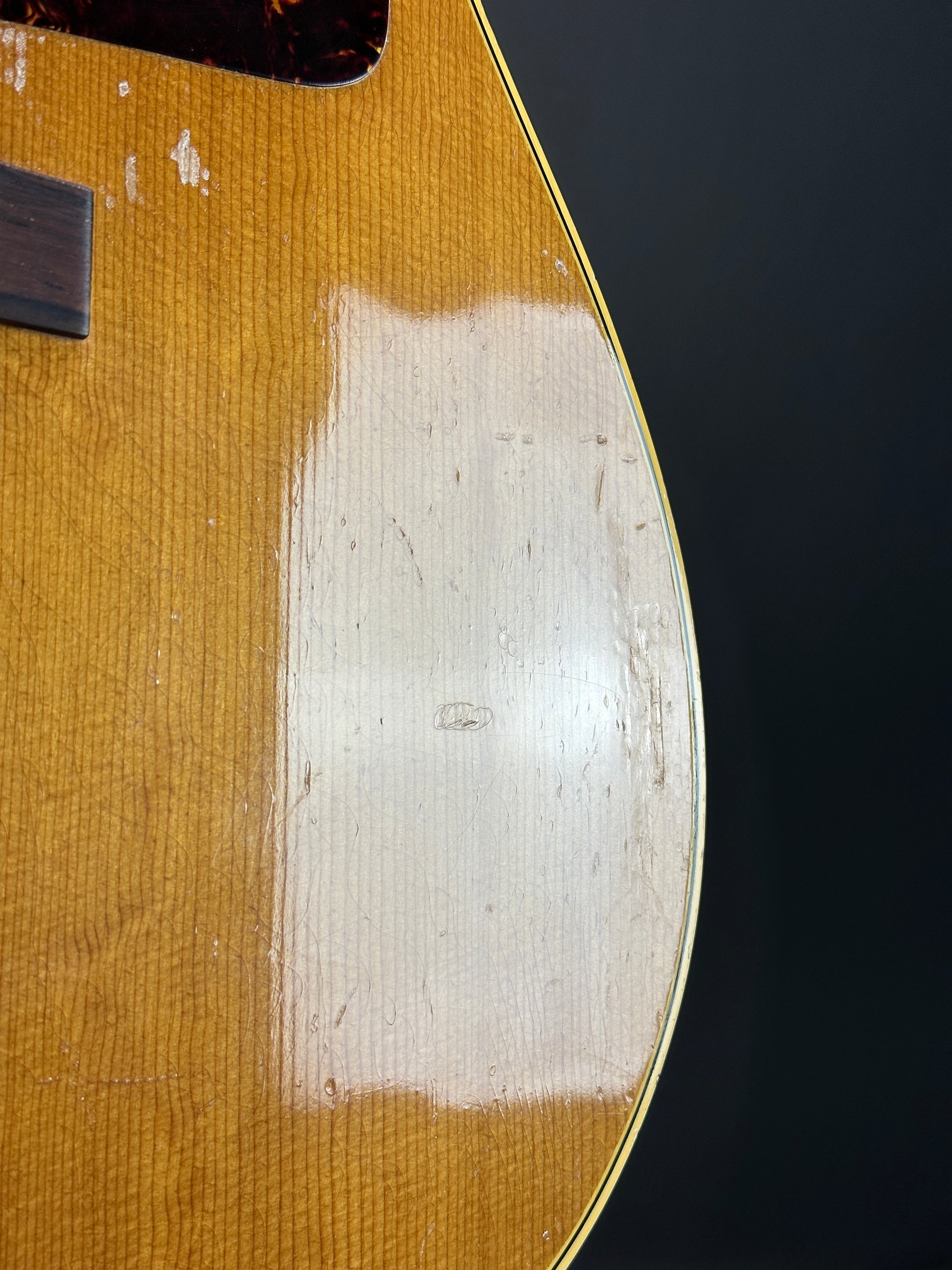 Wear on side of Vintage 1967 Epiphone Texan FT79N Natural.