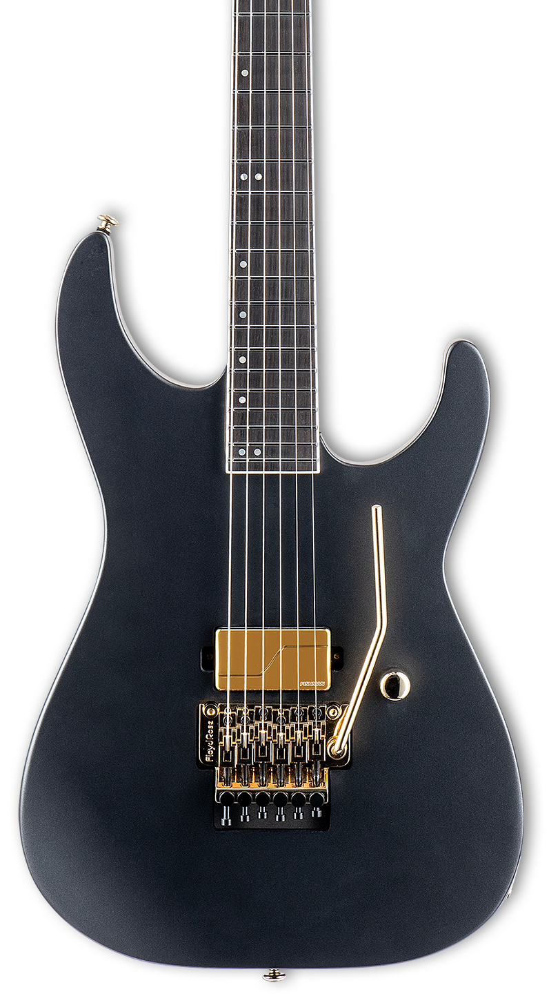 Front of ESP LTD M-1001 Charcoal Metallic Satin.