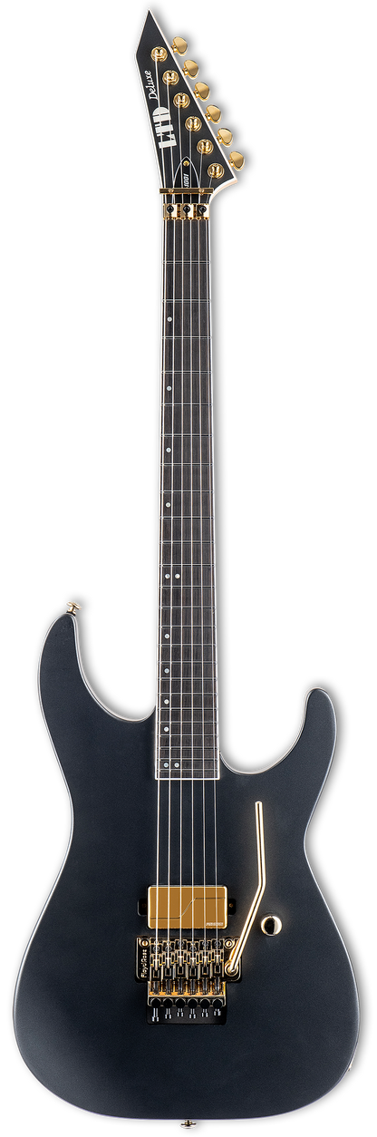 Full frontal of ESP LTD M-1001 Charcoal Metallic Satin.