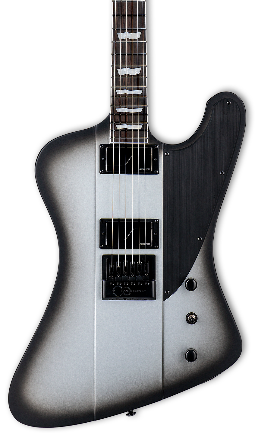 Front of ESP  LTD Phoenix-1000 EverTune Silver Sunburst Satin.