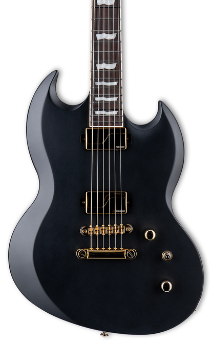 Front of ESP LTD Viper-1000 Vintage Black.