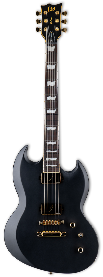 Full frontal of ESP LTD Viper-1000 Vintage Black.