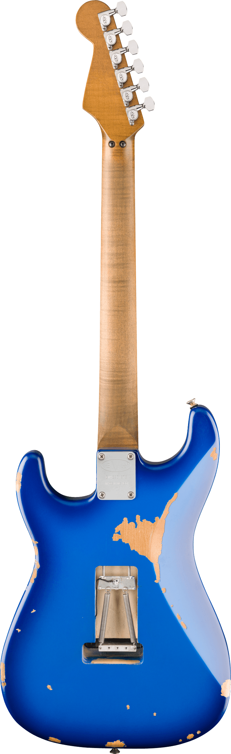 Back of EVH Limited Edition Frankenstein Relic Series MP Blueburst.