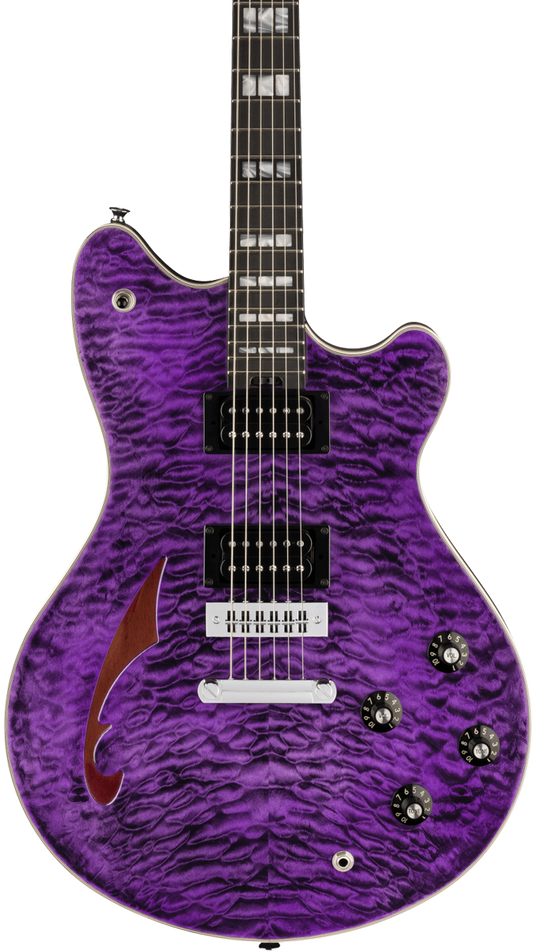 Front of EVH SA126 Special QM Trans Purple Ebony.