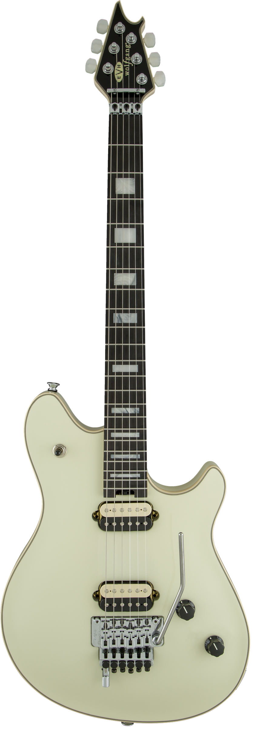 Full frontal of EVH Wolfgang USA Ebony Fingerboard Ivory.