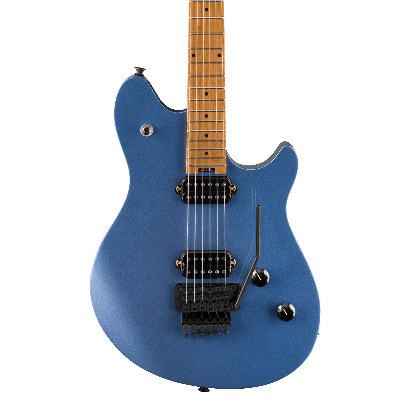 Front of EVH Wolfgang WG Standard Baked Maple Fingerboard Pelham Blue.