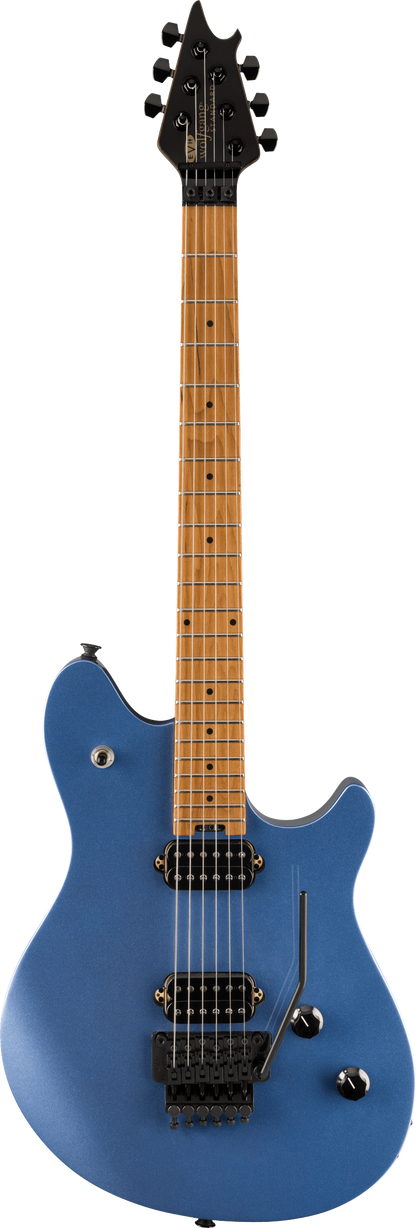 Full frontal of EVH Wolfgang WG Standard Baked Maple Fingerboard Pelham Blue.