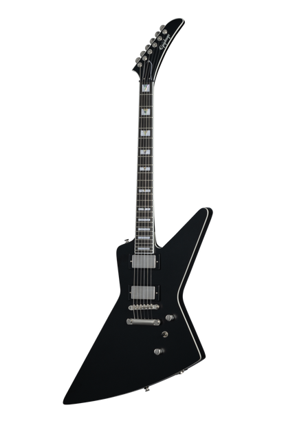 Full frontal of Epiphone Extura Prophecy Aged Jet Black Metallic.