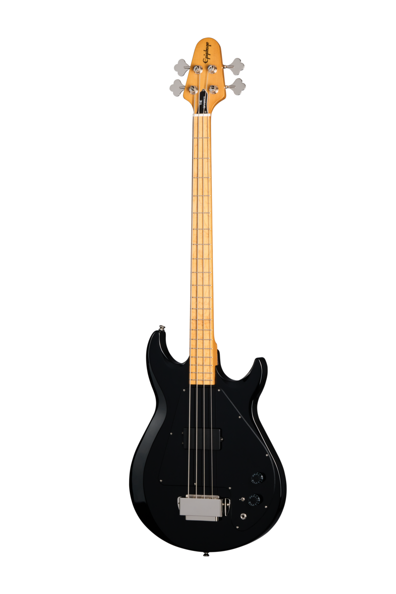 Full frontal of Epiphone Grabber Bass Ebony.