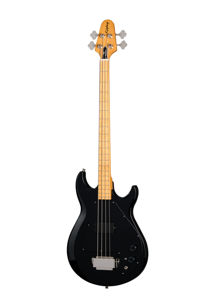 Full frontal of Epiphone Grabber Bass Ebony.