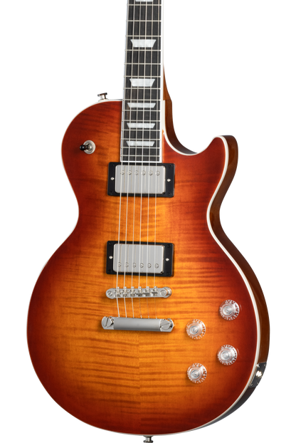 Front of Epiphone Les Paul Modern Figured Mojave Burst.