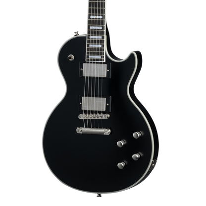 Front of Epiphone Les Paul Prophecy Aged Jet Black Metallic.