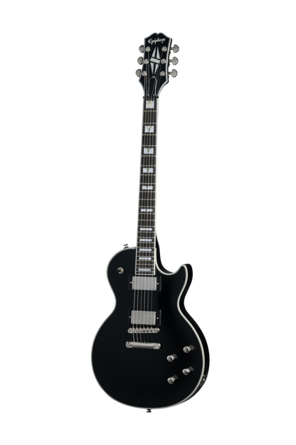 Full frontal of Epiphone Les Paul Prophecy Aged Jet Black Metallic.