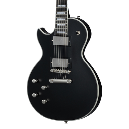 Front of Epiphone Les Paul Prophecy LH Aged Jet Black Metallic.