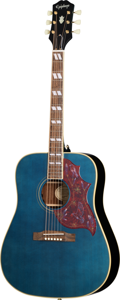 Full frontal of Epiphone Miranda Lambert Bluebird Solid-Top Bluebonnet.