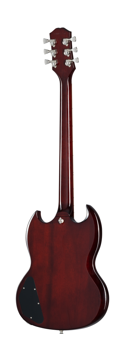 Back of Epiphone SG Modern Figured Mojave Burst.