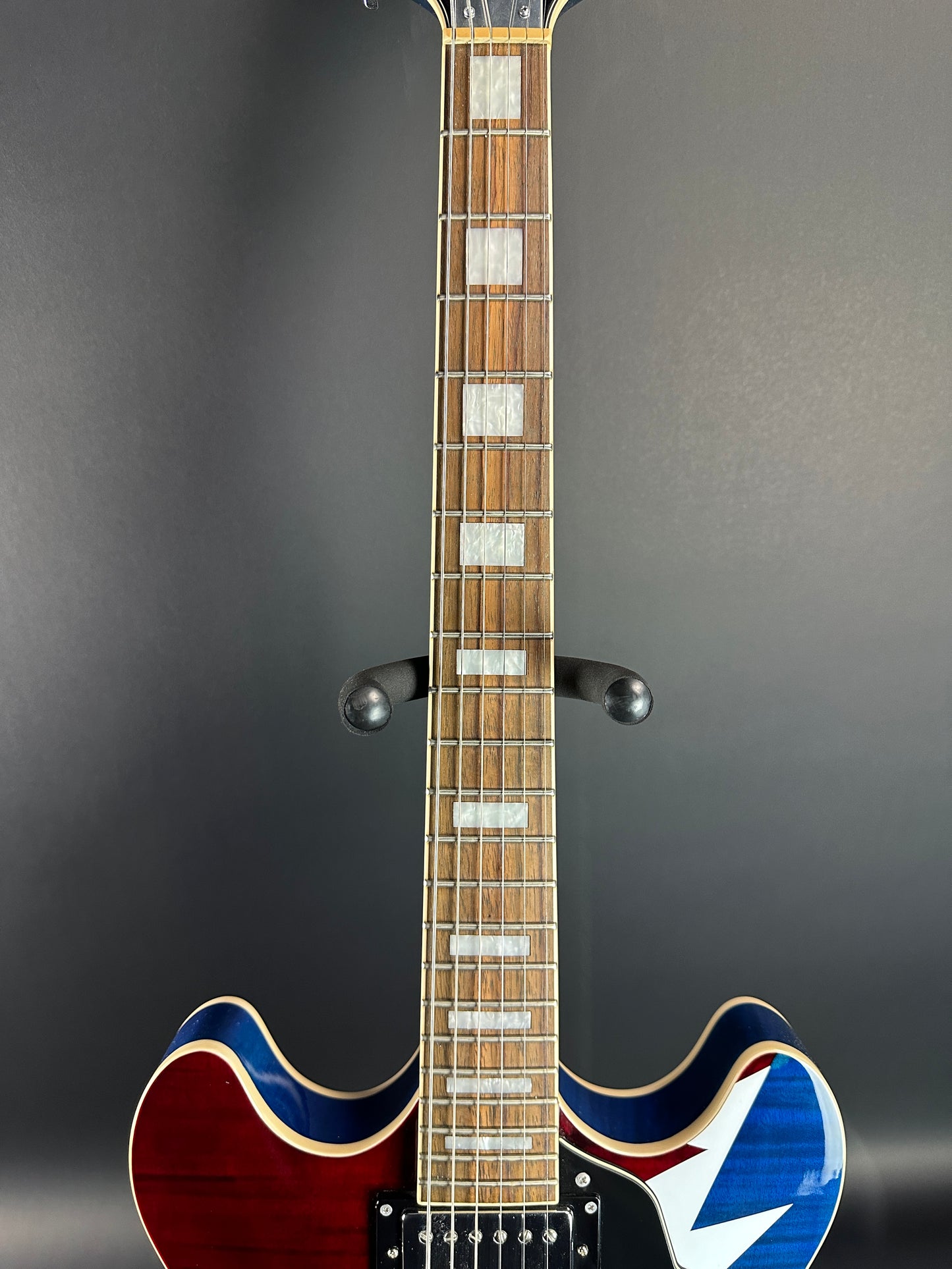 Fretboard of Used D'Angelico Premier Grateful Dead DC Semi-Hollow.