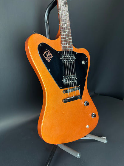 Front angle of Used Gibson Non-Reverse Firebird Limited Edition Vintage Copper.