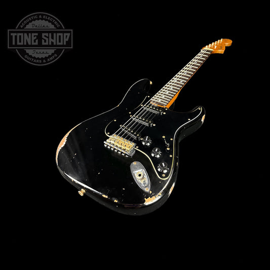 Front angle of Used 2021 Fender Custom Shop Empire 67 Strat Relic Black.