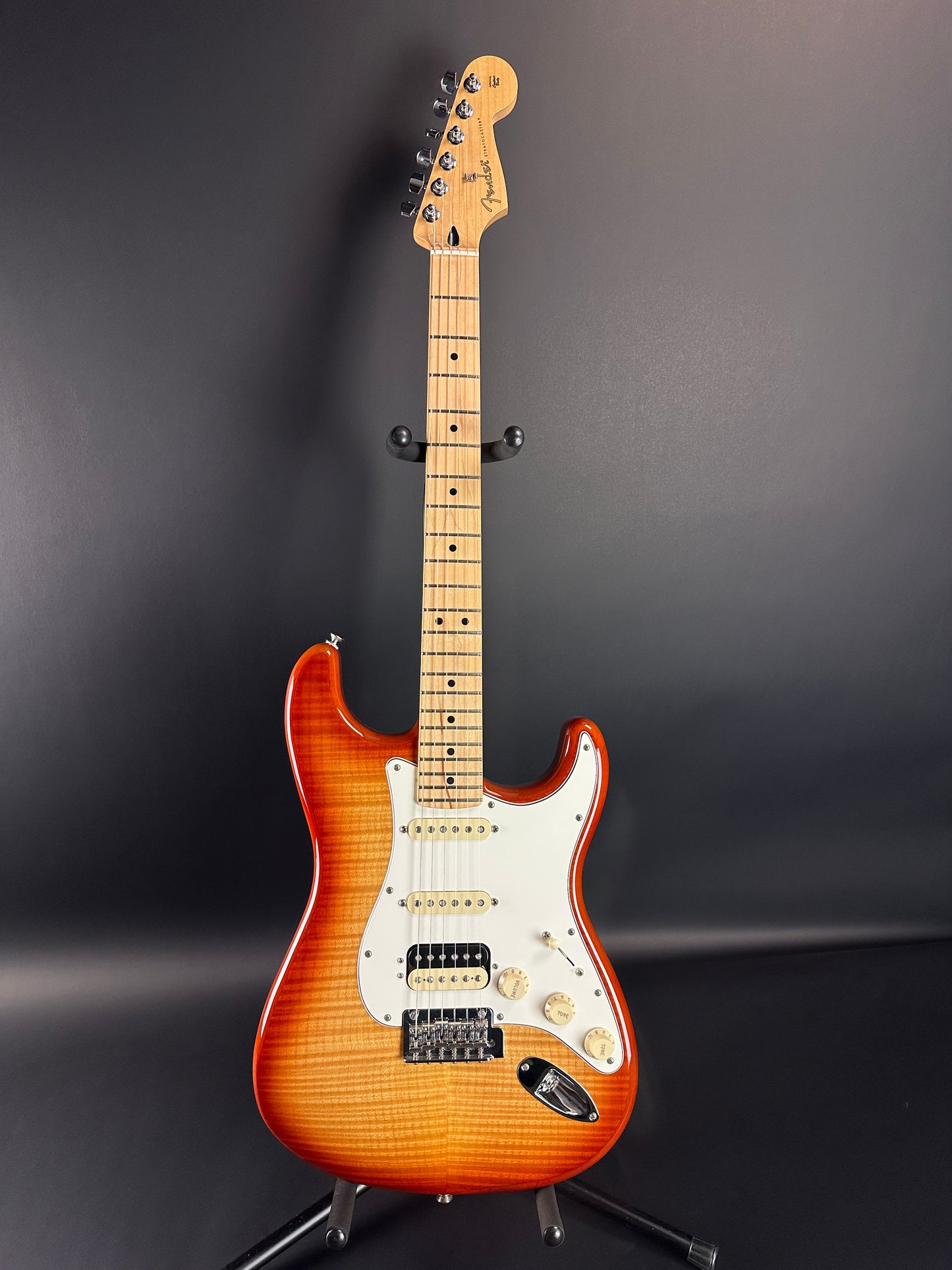 Full front of Used Fender Limited Edition Player Strat HSS Sienna Burst.