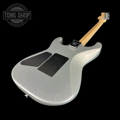 Back angle of Charvel Custom Shop SD 2H FR Silver Sparkle.