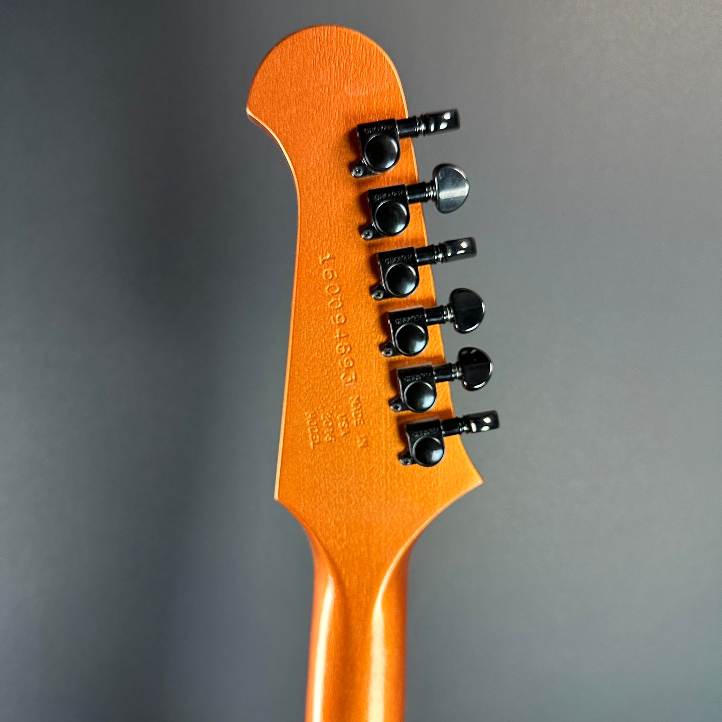 Back of headstock of Used Gibson Non-Reverse Firebird Limited Edition Vintage Copper.