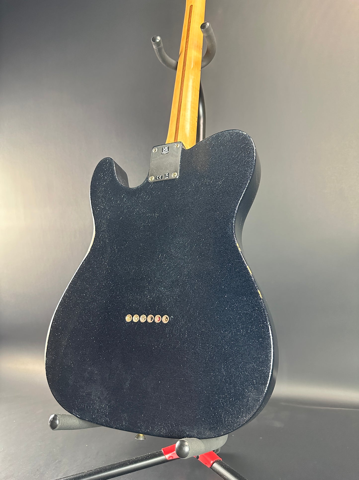 Back angle of Used Fender Brad Paisley Esquire Tele Black Sparkle w/Centano T-Bender B&G Bender.