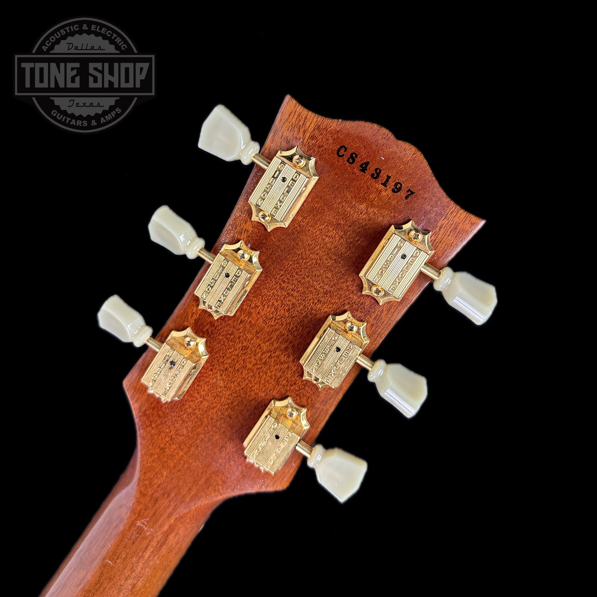 Back of headstock of Used Gibson Custom Shop CS-356 Red.