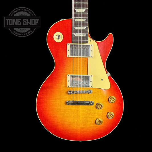 Front of body of Gibson Custom Shop M2M 1959 Les Paul Standard Sunrise Tea Burst Murphy Lab Ultra Light Aged.