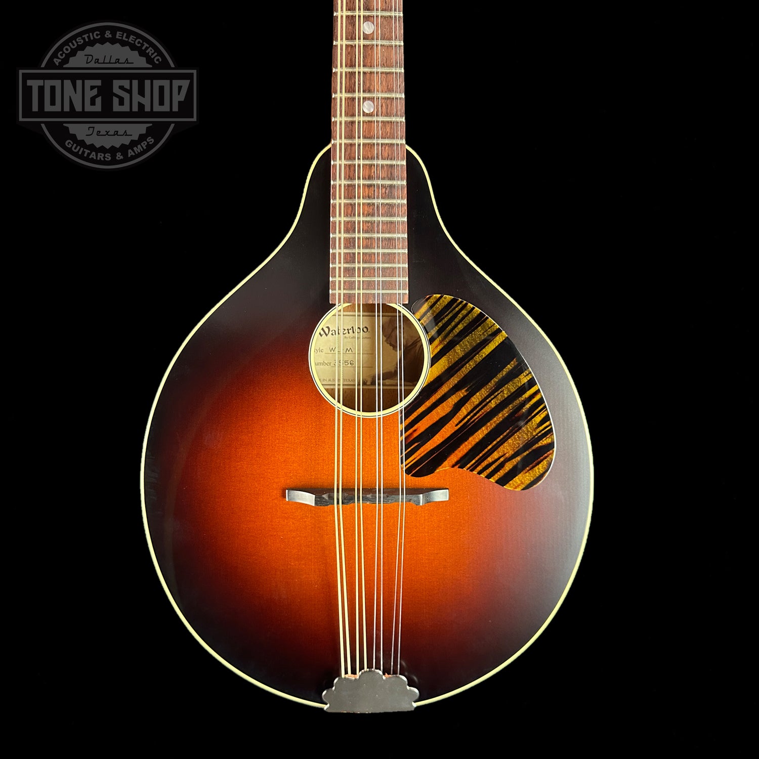 Front of Waterloo WL-M Mandolin Suburst.