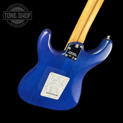 Back angle of Used 2021 Fender Cory Wong Stratocaster Saphire Blue.